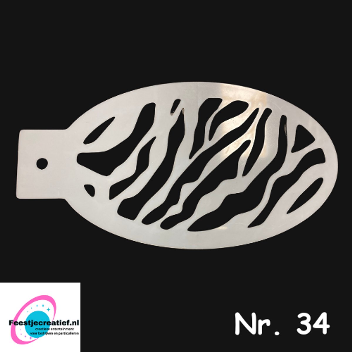 Schminksjabloon tijgerstrepen (nr. 34), 12cm