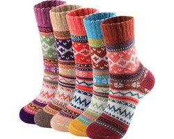 5 Paar Huissokken,Warme Wintersokken , Dames en Heren - Verwarmde sokken - Fleece Sokken - Dikke Sokken - Slofsokken - Warme Sokken - Bedsokken - Gevoerde Sokken -Cadeautip - Kerst,Dikke Winter Sokken