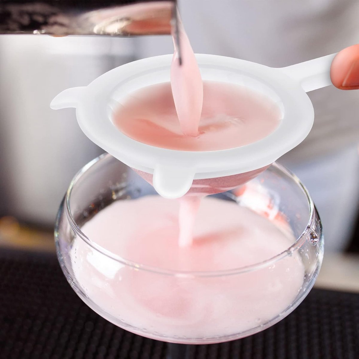 Ultrafijne voedselzeef, nylon netzeef met handvat, keuken, levensmiddelen, yoghurt, net, kunststof zeef, dubbel oor netzeef voor het filteren van sap, koffie, honing, thee (200 mesh)