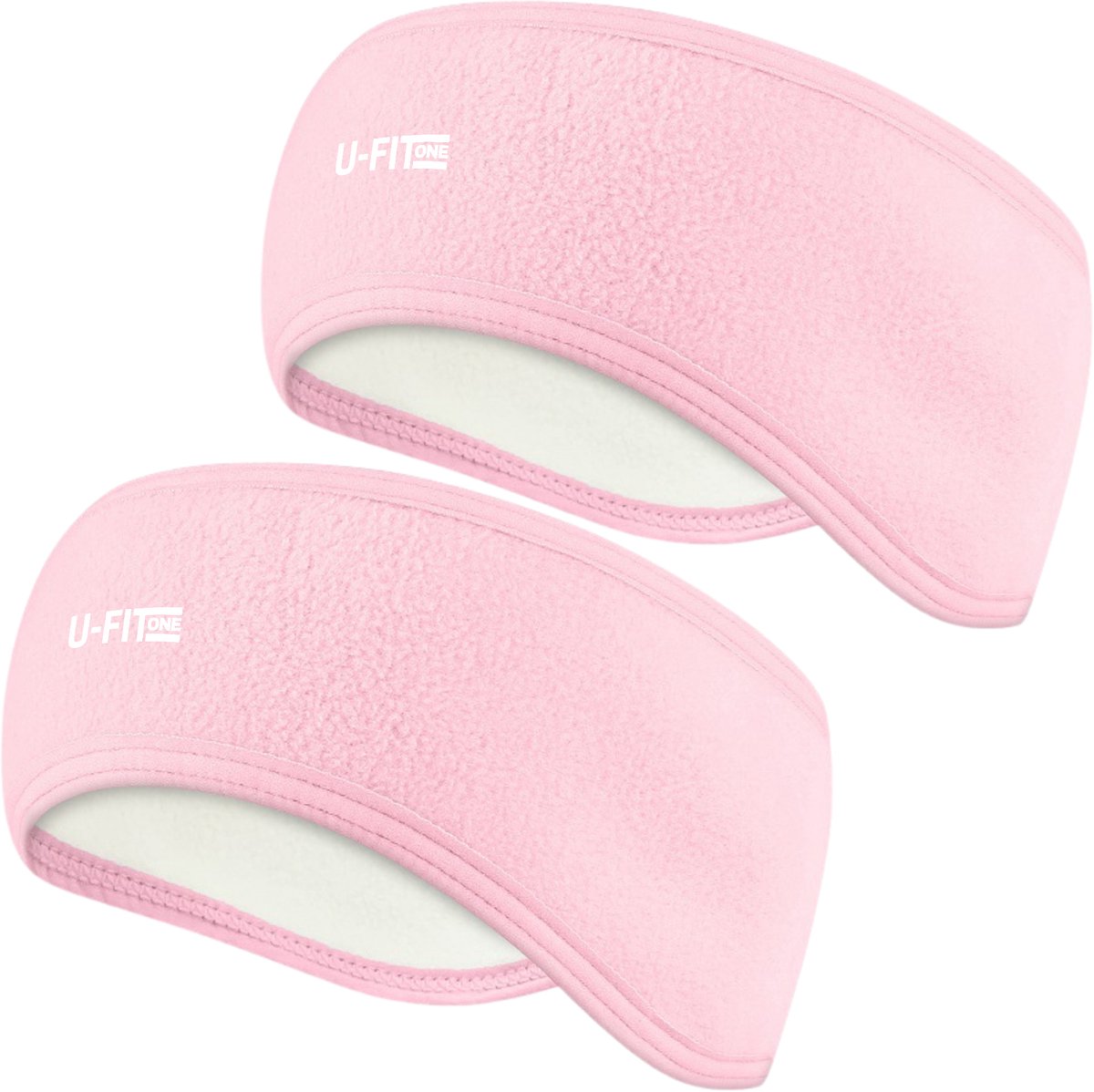 U Fit One 2 Stuks Fleece Hoofdband Oorwarmers - Winter Oorkappen - Sporthoofdband - Roze - One Size