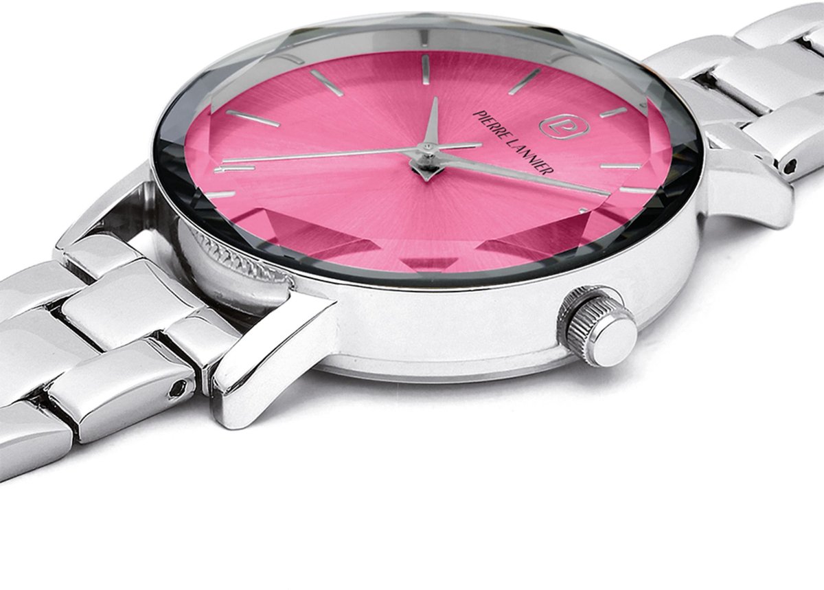 MULTIPLES Silver Ladies Watch Pink Dial Silver Steel Strap 14 MM