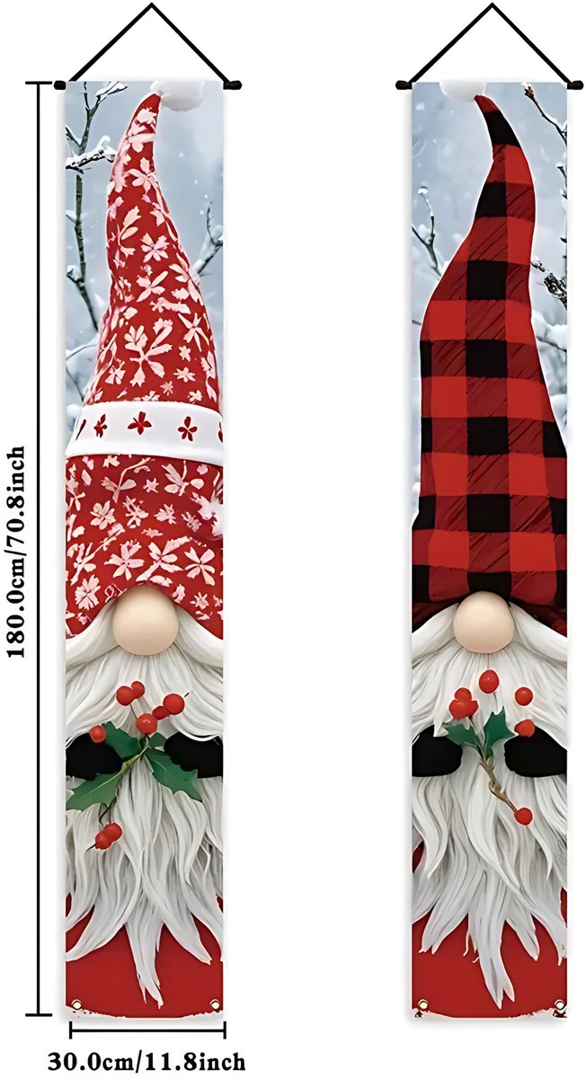 Mmgoqqt - 1 Stuk - Kerstcoupletten - Kerstfeest Banner - ROOD - 180X30Cm - Buiten gebruik - Voor Voordeur Tuin Veranda - Feestelijke Decoratie