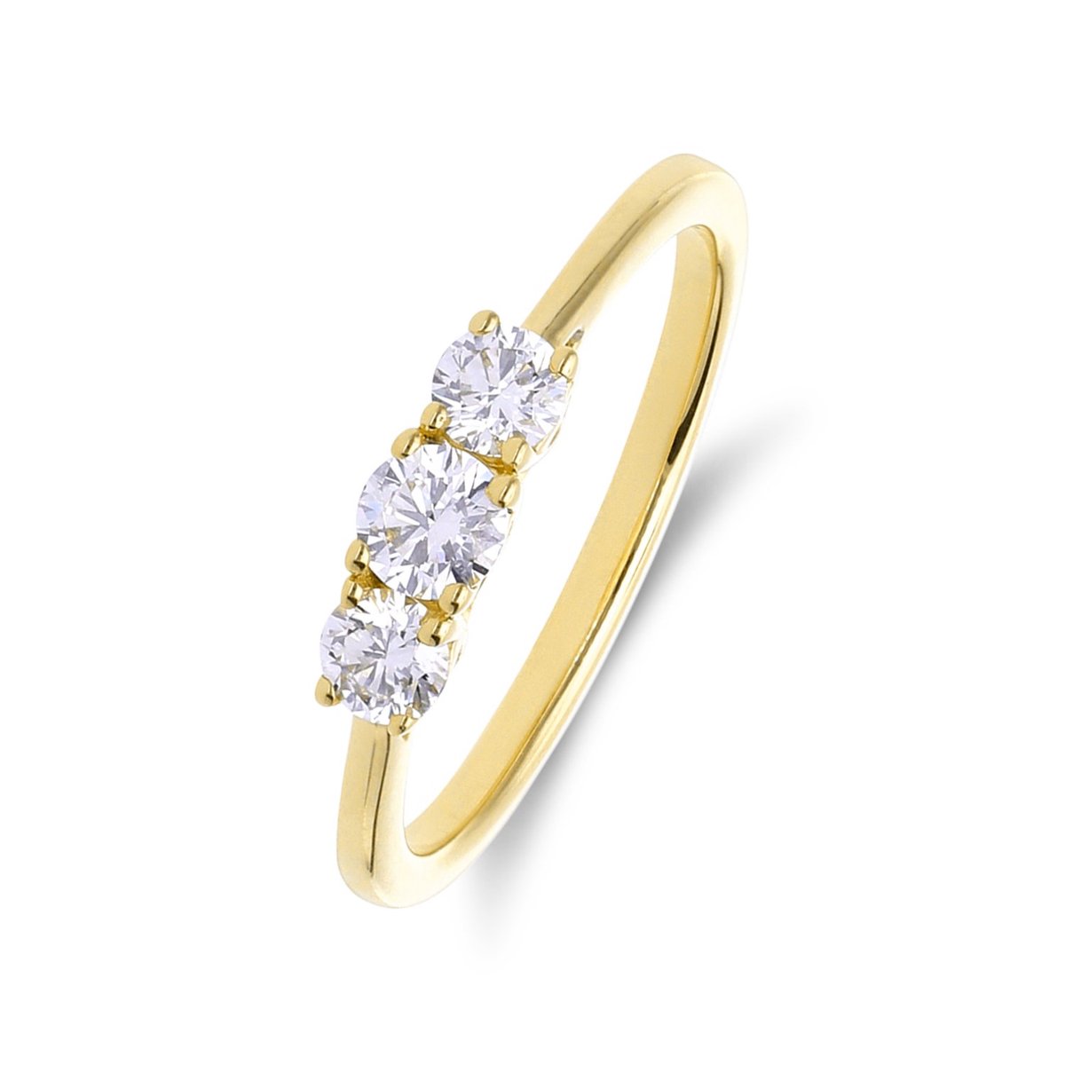 Lucardi Dames 14 karaat geelgouden ring met lab grown diamant 0,490ct voor dames - Ring - 14 Karaat Goud - Goud - 17 / 53 mm