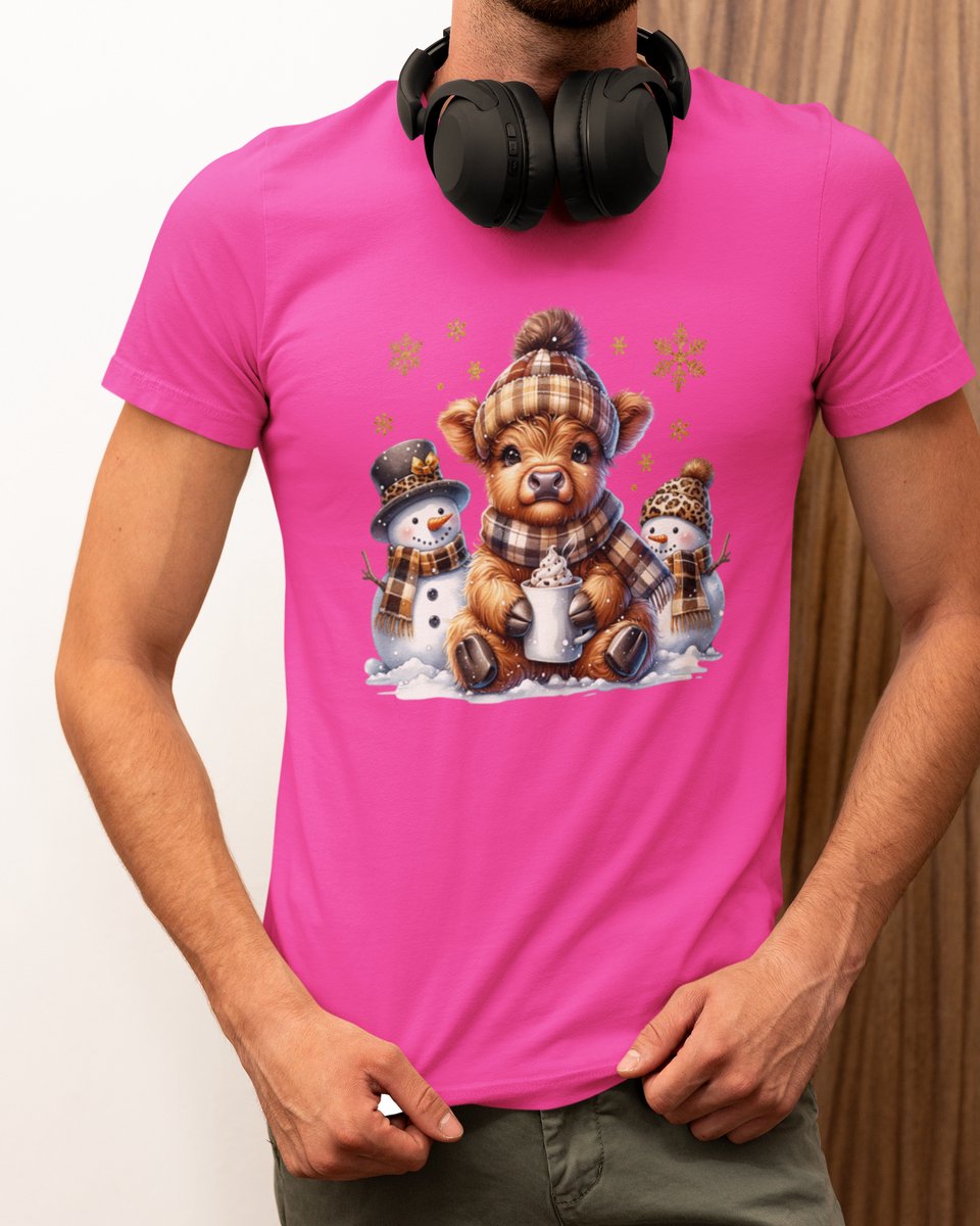 Hooglander Kerst - Kerst T-shirt Roze - Grappig T-shirt - Maat M - Kerst Cadeau Mannen - Limited Edition