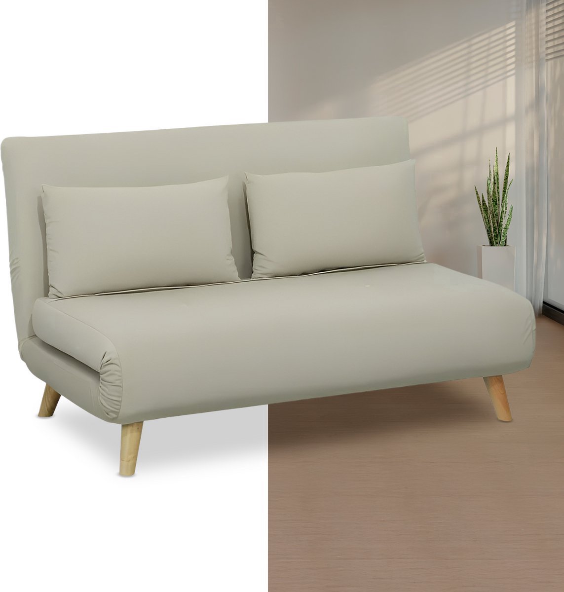 Slaapbank - Uitklapbaar - Slaapstoel - Logeerbed - Zetelbed - Slaapfauteuil - Vouwbed - 2 persoons - Zeer comfortabel - Beige