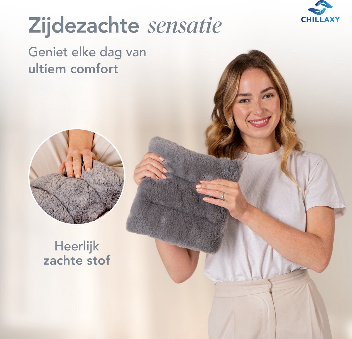Chillaxy - Pittenzak - Kersenpitkussen - Pittenkussen Magnetron - Warmtekussen - Grijs — afbeelding 2