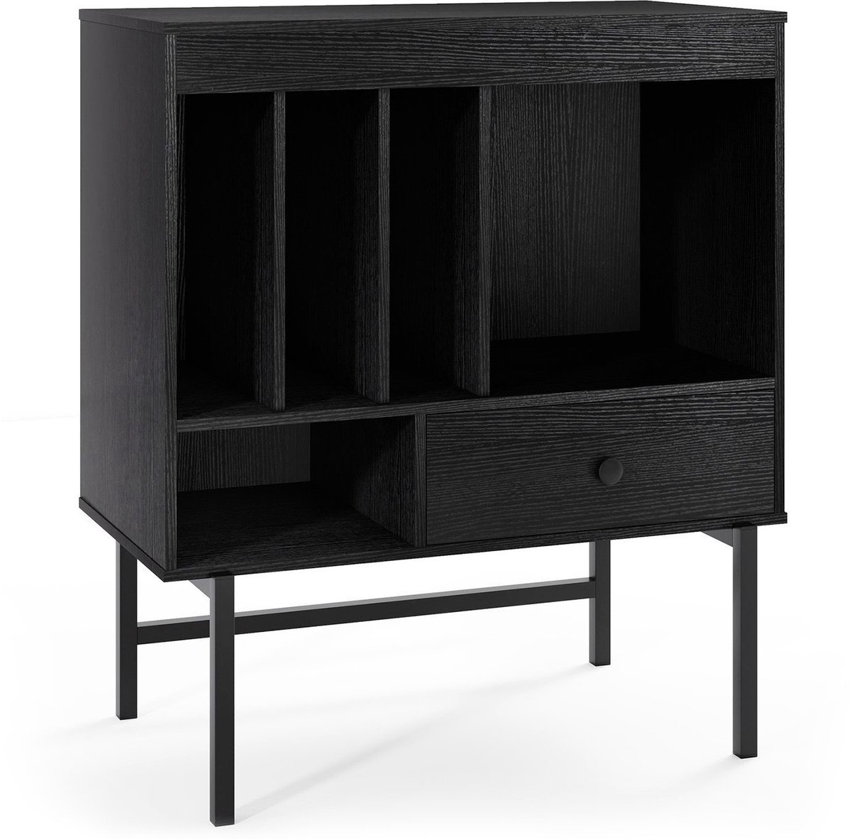 Platenspeler Meubel - LP-kast - Platenspelerkast - Draaitafelstandaard - Platenspelerstandaard - Vintage Displayplank - Zwart