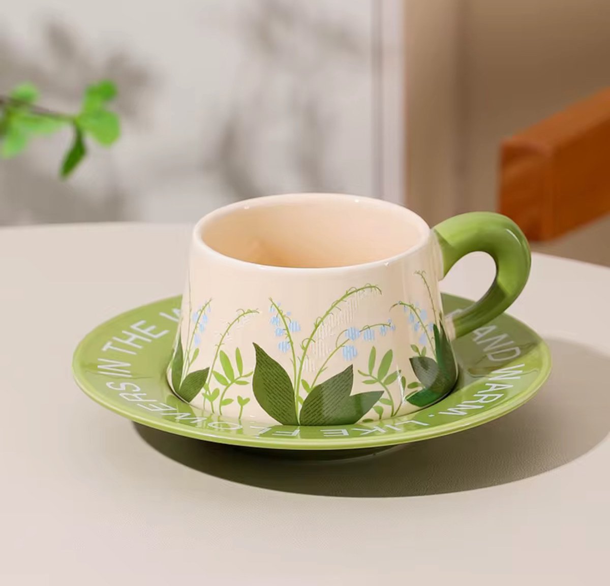 Bloemen Theekop & Schotel Set - Luxe Cadeauverpakking - Vintage Design