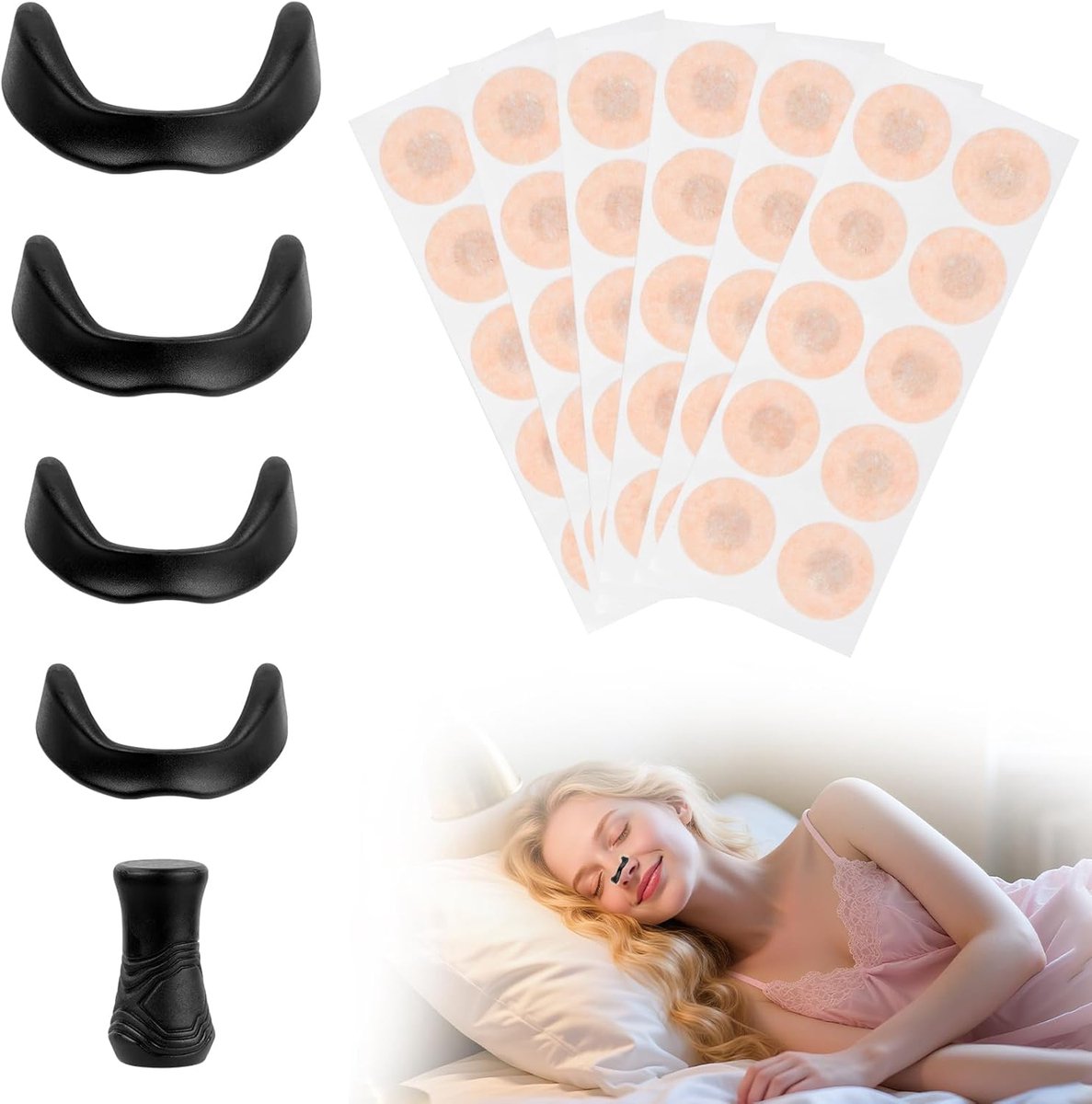 Verpakking van 60 magnetische neusstrips- anti-snurkstrips- magnetische neusstrips- anti-snurk hulpmiddel- magnetische neusstrips- soepele ademhaling- wordt geleverd met 4 neusklemmen en 1 neusstud.