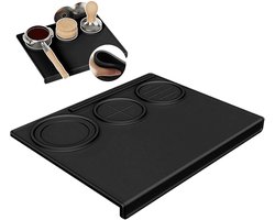 Tampermat - Groot - Barista Tamper Mat - Siliconen - Beschermt je Aanrecht en Portafilter - Stevige - Antislip - Corner - Barista Essentials - Tampingmat Hoek - Portafilter Mat - Koffieaanstampmat - Zwart