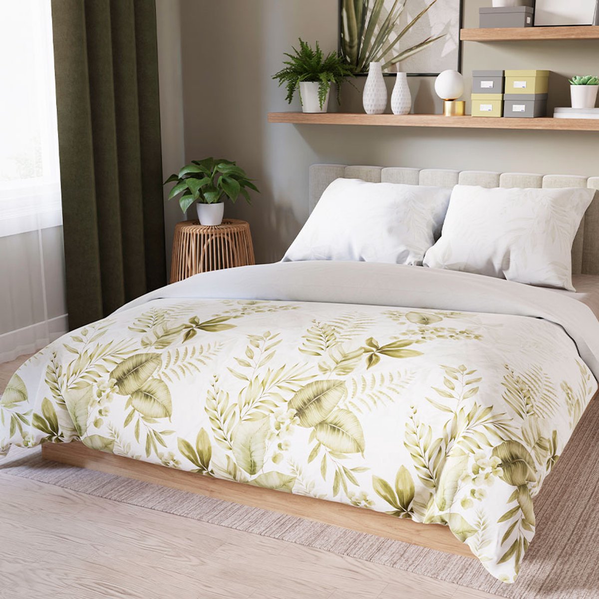 Markizeta Ligiero Serie - Dekbedovertrek - 160x200 cm - Bamboe Motief - Beddengoed Set