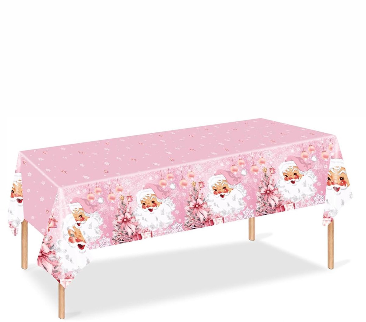 Tafelkleed - Tafelkleed kerst - Kerstmis decoratie - Kerstmis - Kersttafelkleed - 137x274cm - Rechthoek Groot Plastic Roze Tafelkleed - Sneeuwpop Feest Servies Decoraties - Kerstman Kerst Tafelkleden -Voor Winter Vakantie Diner Tafelkleed - 1 stuk