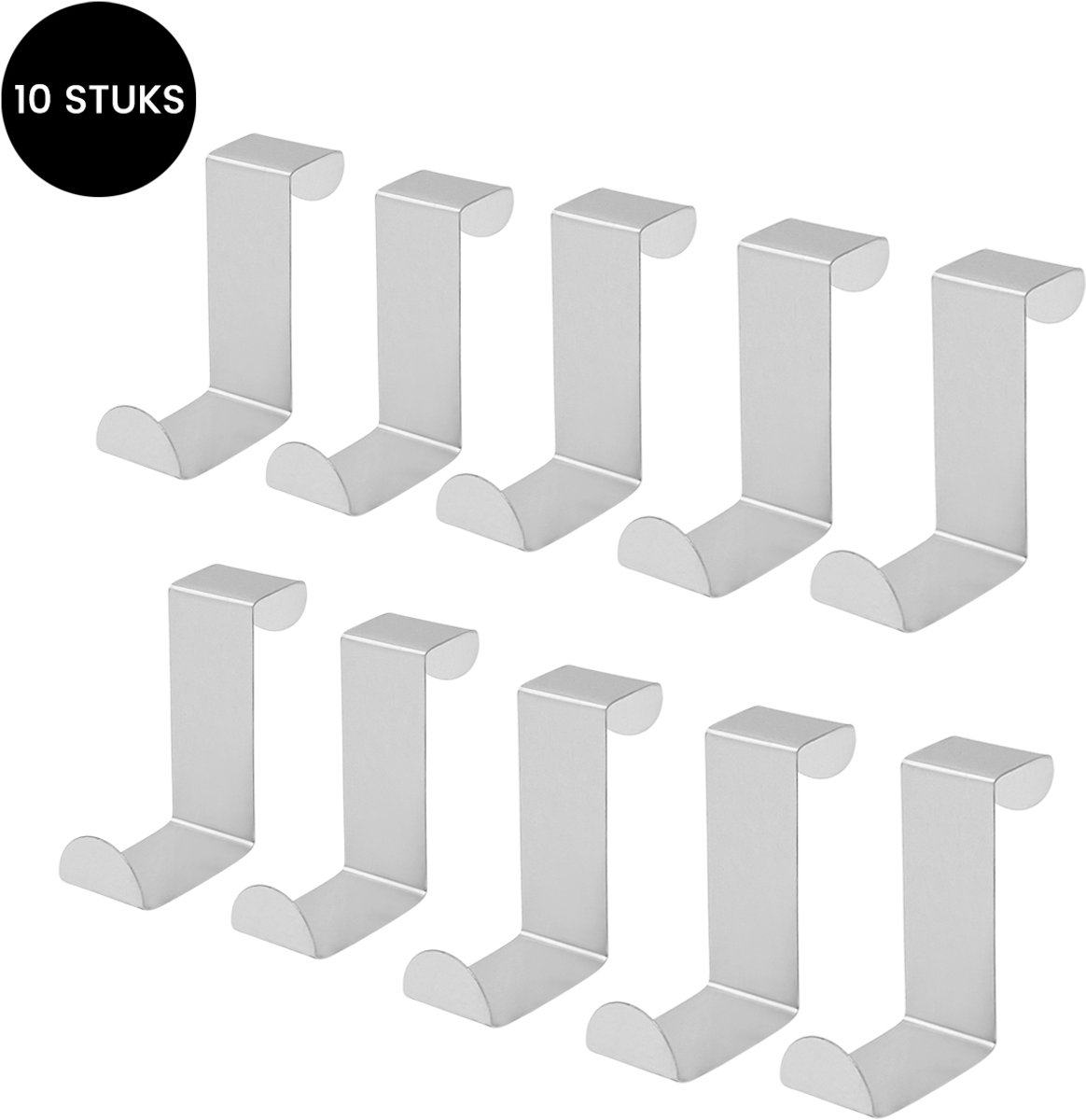 Purepeak Deurhaken over Deur Set 10 Stuks - Kapstokken Hangend - Wandkapstok - Zilver