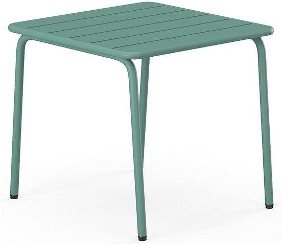 Vente-unique Table d'appoint carrée en métal pour le jardin - Vert amande - MIRMANDE par MYLIA L 45 cm x H 41,5 cm x P 45 cm