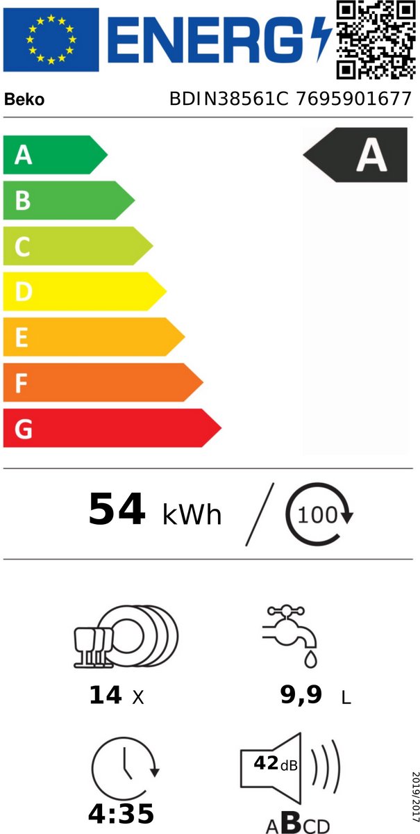 Beko BDIN38561C Volledig ingebouwd Vaarwasser | SuperEco A energy | SelfDry | Super Still | AquaFlex | ProSmart — afbeelding 2
