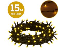 200 LED - kerstverlichting - Batterij - Zwart - 15m - Classic Warm Licht - Met Timer - Ideaal voor Binnen en Buiten - Perfect voor Kerstdecoratie
