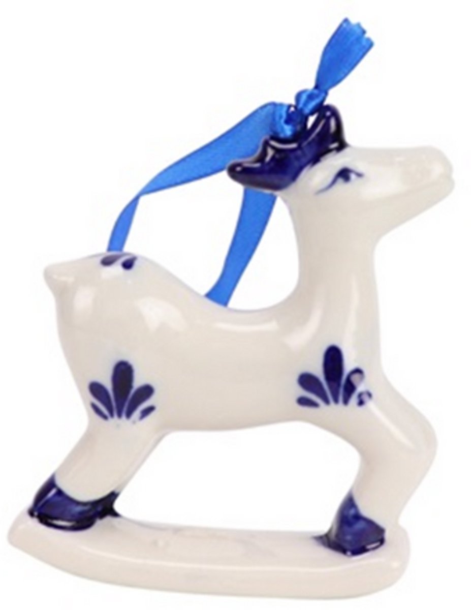 Kerst ornament Delftsblauw - doos van 6 ornamenten - kerst rendier