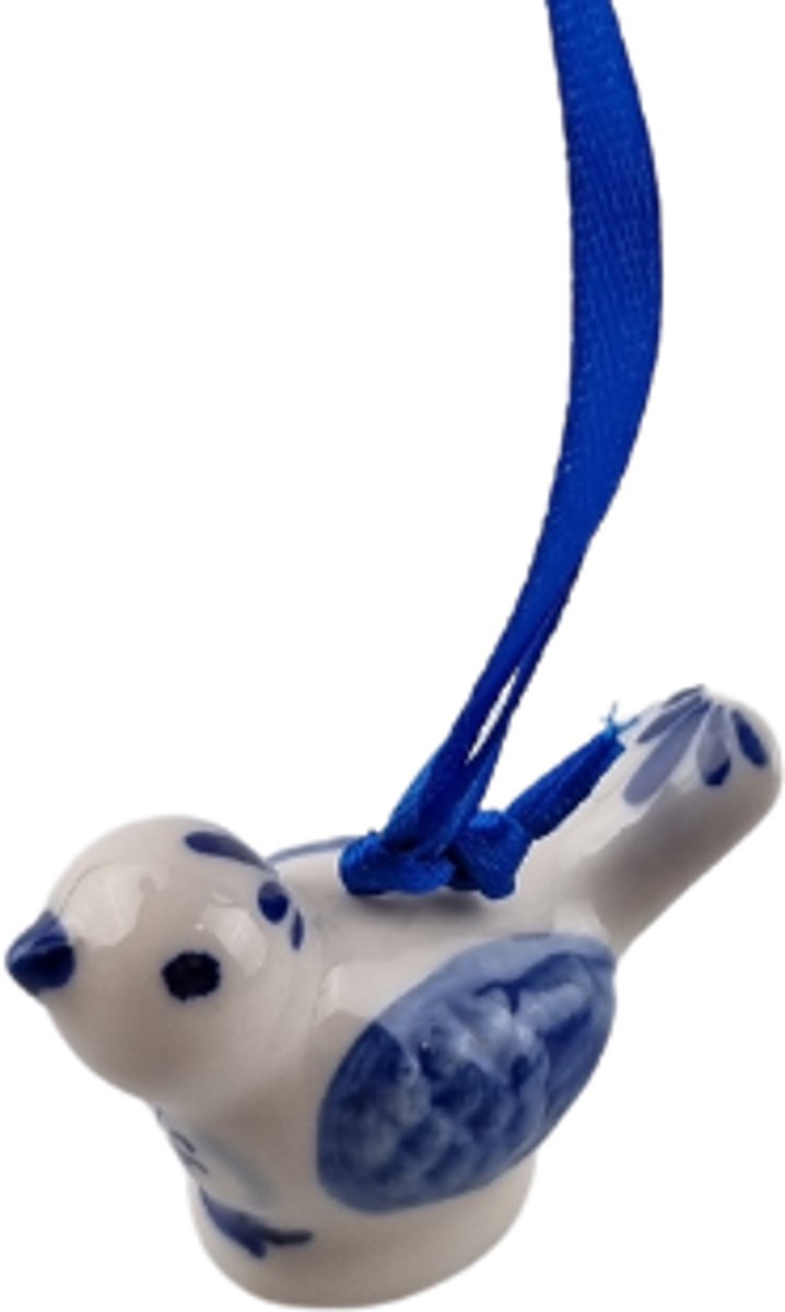 Kerst ornament Delftsblauw - doos van 6 ornamenten - kerst vogel