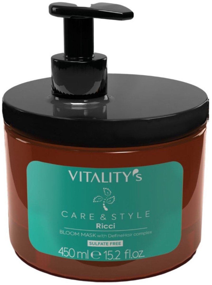 Vitality's Care & Style Ricci Bloom, 450 ml, Unisex, Gekruld haar, Alle kleuren, Hydrateren, Verzachtend, Versterking, Pot