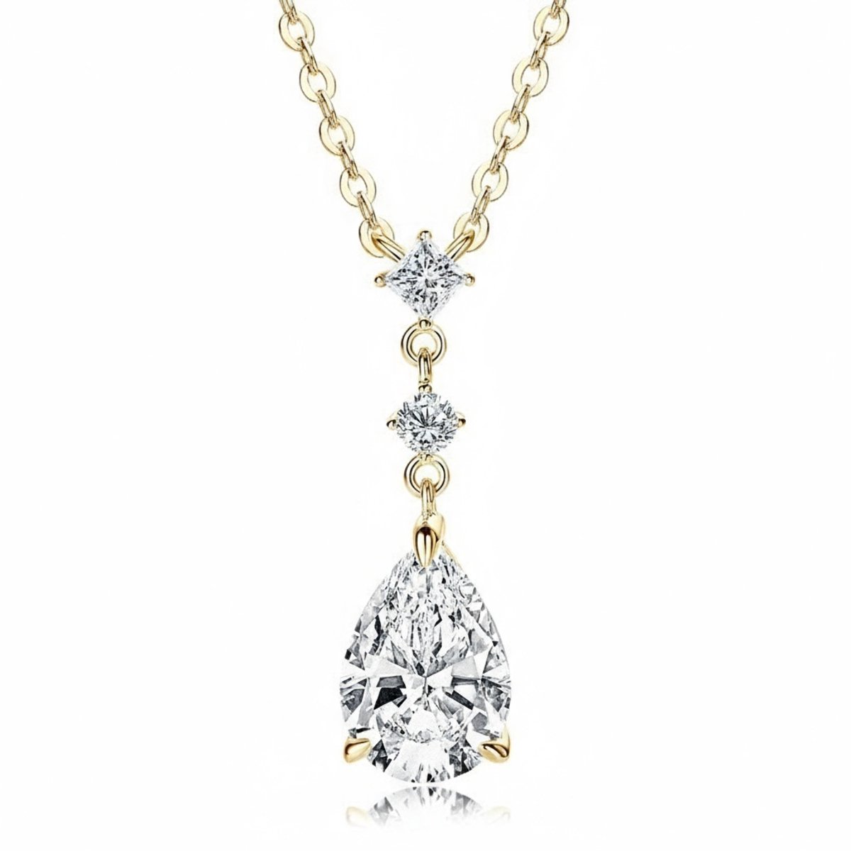 Titanix Ketting Dames – 2 Karaat Moissanite met GRA-Certificaat (Diamant Alternatief) - 925 Sterling Zilver, 18k Goudverguld –Luxe grote peervorm steen
