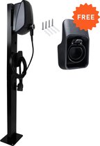 EVBox Elvi Montagepaal - voor 2 Laadpalen - Dubbele bevestingspaal voor EVBox Elvi Laadpalen - Inclusief 2x Stekkerhouder - Metaal - Zwart