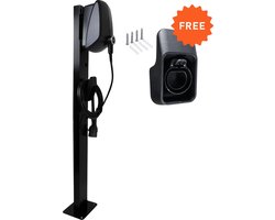 EVBox Elvi Montagepaal - voor 2 Laadpalen - Dubbele bevestingspaal voor EVBox Elvi Laadpalen - Inclusief 2x Stekkerhouder - Metaal - Zwart