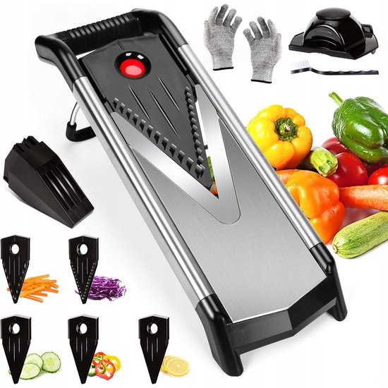 Myiosus Gemüsehobel mit V-Klinge, Mandoline Gemüseschneider Verstellbar Myiosus Gemüsehobel mit V-Klinge, Mandoline Gemüseschneider Verstellbar