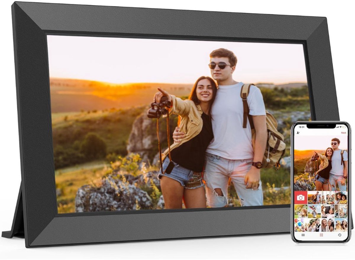 Thuys – Digitale Fotolijst – Met Wifi – Fotolijsten – Frameo App – HD Kwaliteit – Zwart