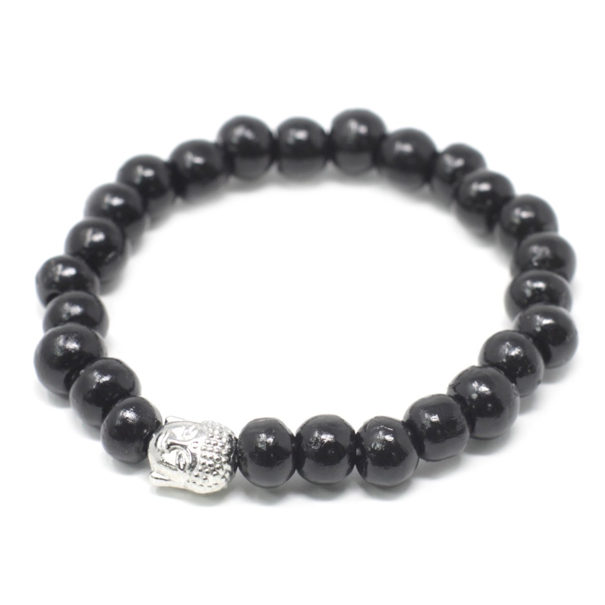 Darkwood Beads & Buddha Armband - Unisex - Zwarte Kralen