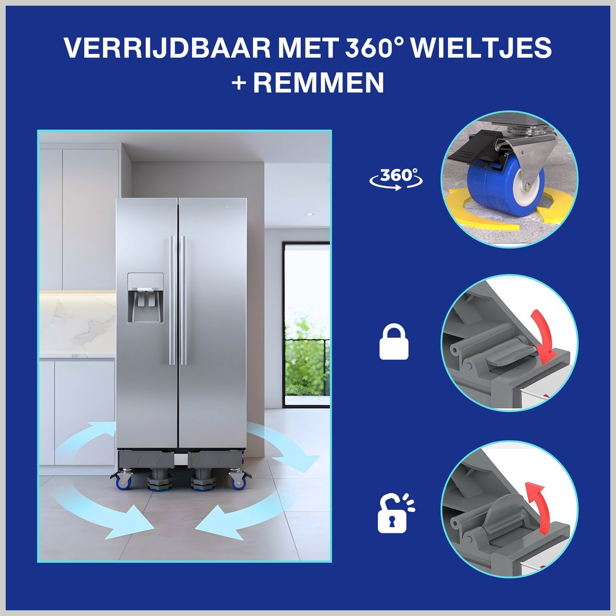LUXEVI Wasmachine Verhoger met Wielen - 4 Poten thumbnail 6