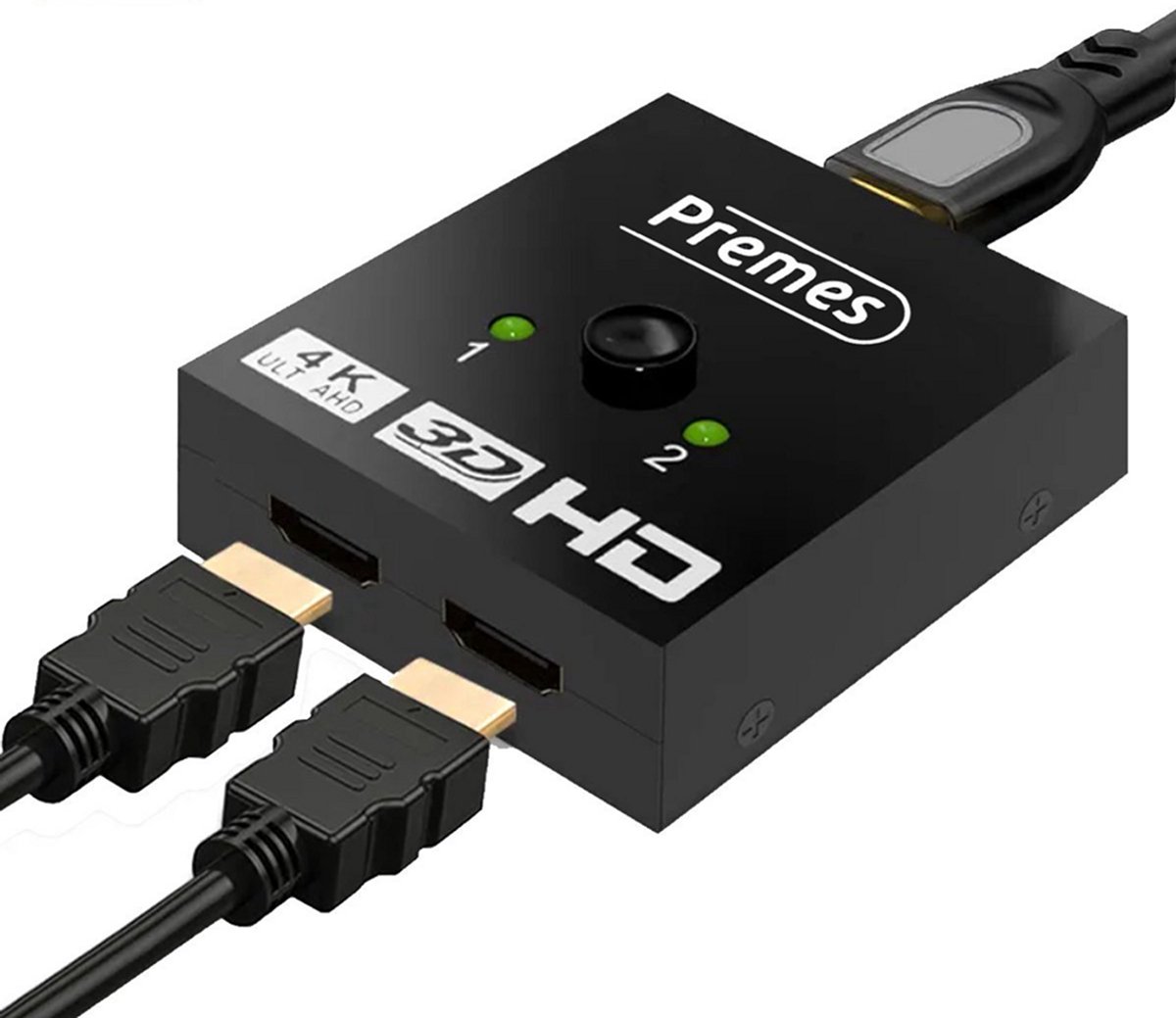 Premes - HDMI Switch - 4K@60hz - 2 In 1 Uit / 1 in 2 uit - HDMI Switch 2 Poorts - HDMI Switcher 3D - Ultra HD - hdmi switch automatisch