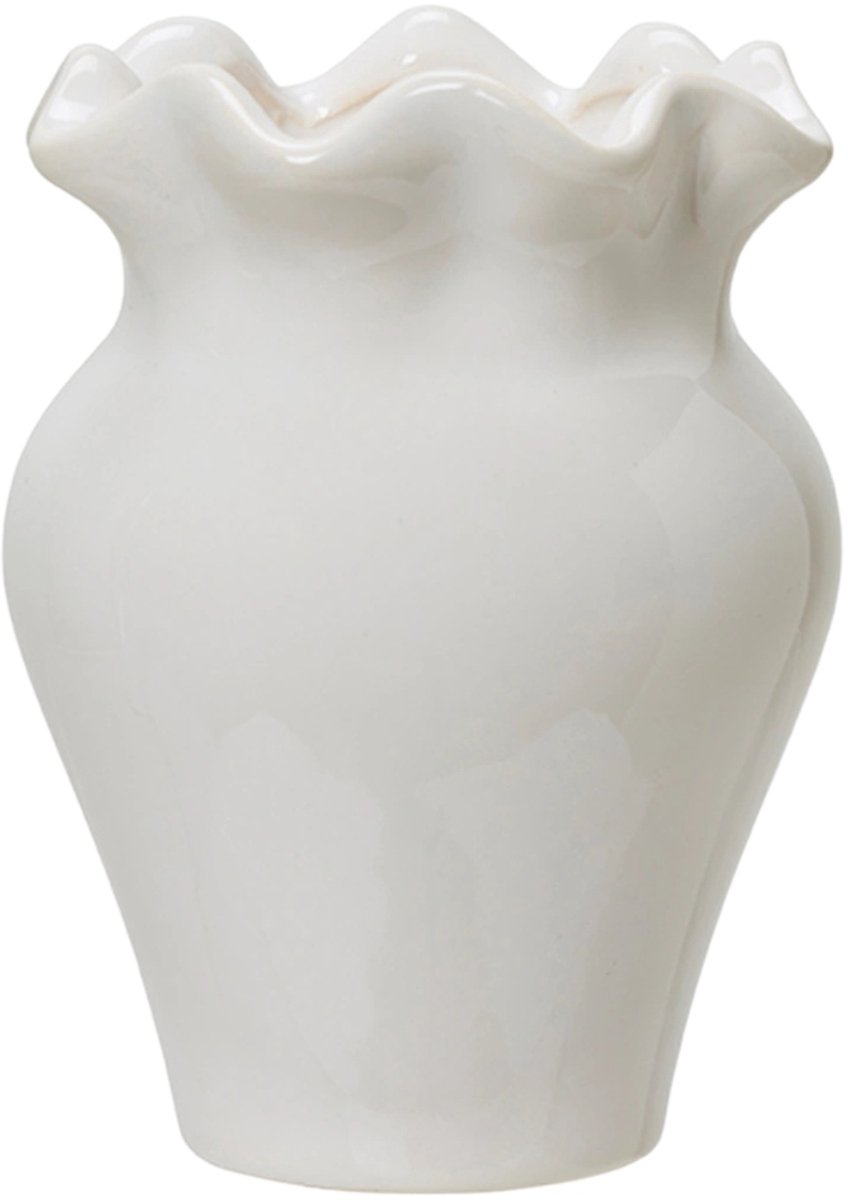 Decoratieve Keramische Vaas Wit 10 x 8 cm - Stijlvolle Woondecoratie