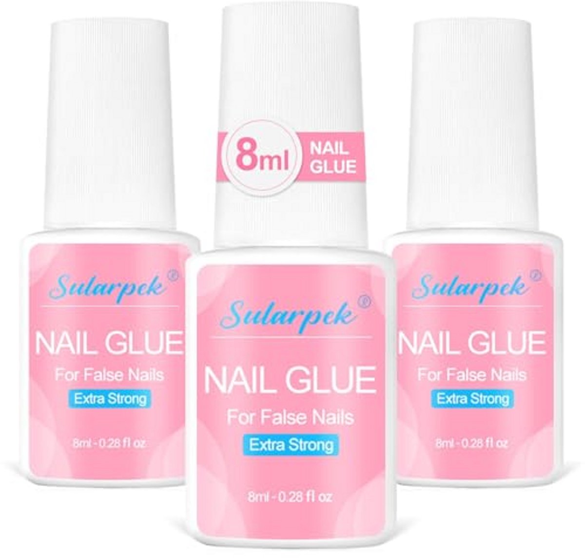 Sterke Nagellijm voor Kunstnagels - Set van 3 - 8 ML - Professionele Kwaliteit