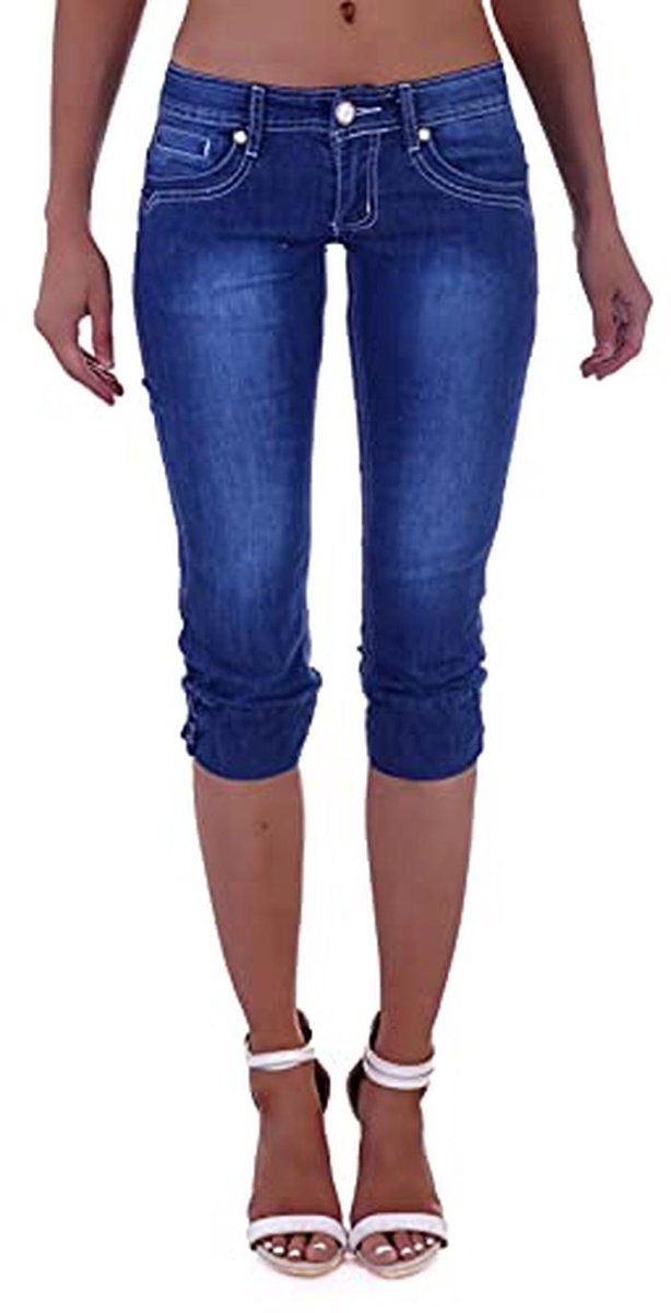 Dames Capri Jeans Bermuda Broek 3/4 Blauw