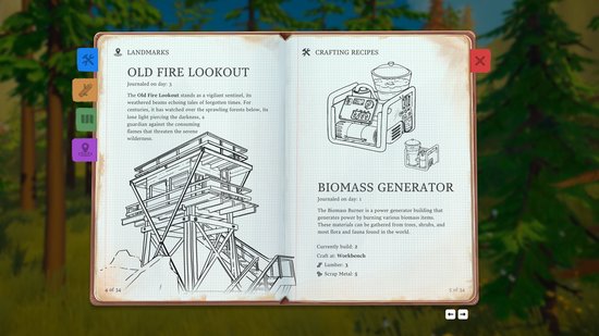 Schematische tekening van een oude brandtoren en een biomassa generator.