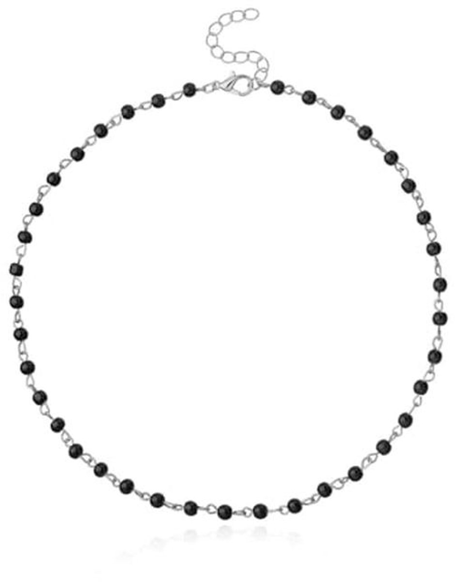 LAKJUOZ Crystal Pendant Necklace, Short Jewelry, Trendy Necklaces, Circle for Women and Girls (Black)