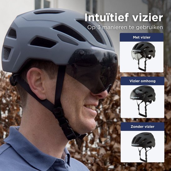 GOOFF® RIDER Casque de Vélo avec Éclairage - Casque E-Bike pour Adultes - Convient pour Vélo Électrique et Vélo de Route - Lumière LED - Femmes et Hommes - Jaune Fluo - L
