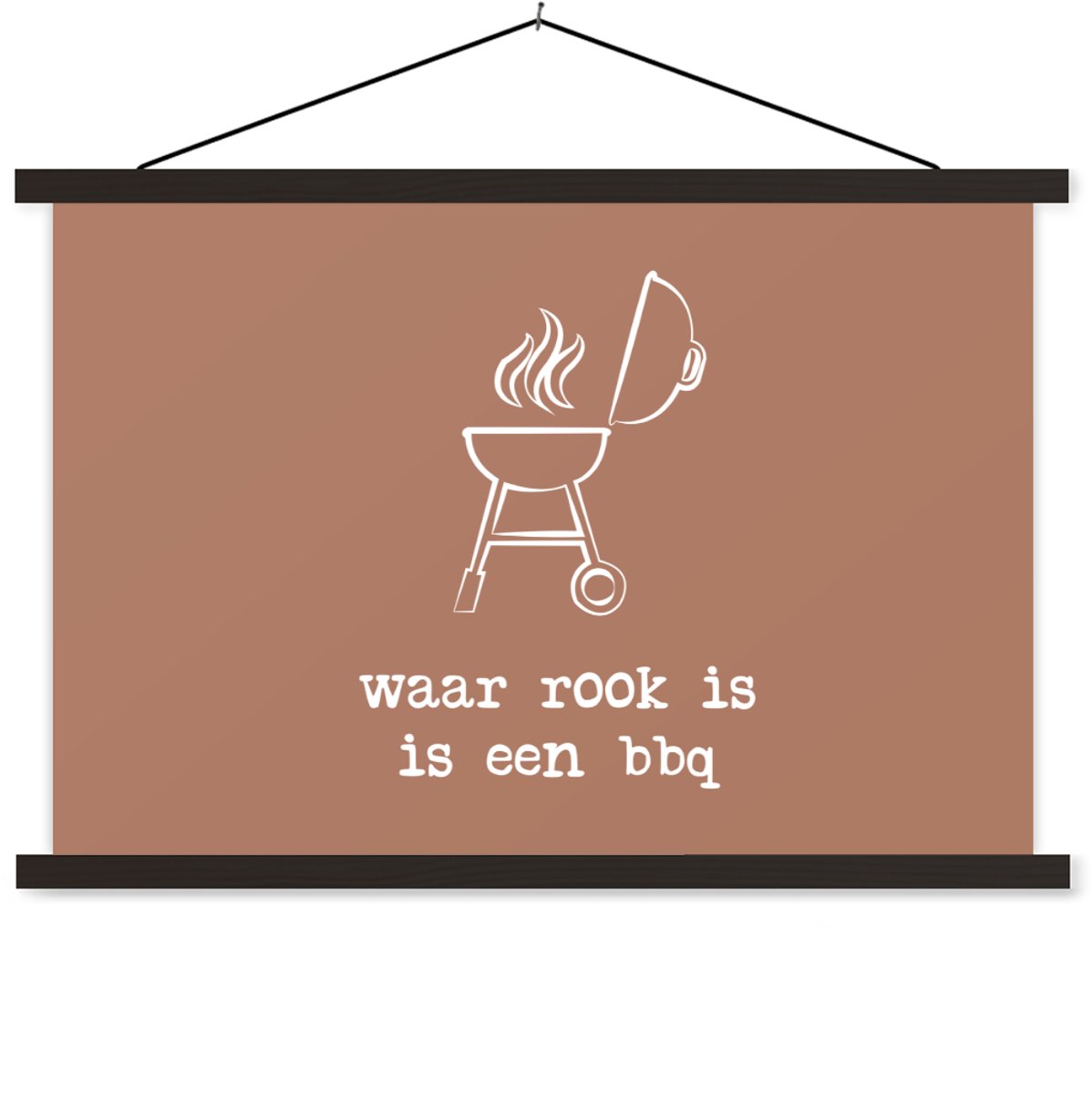 Posterhanger incl. Poster 120x80 cm - Schoolplaat - Waar rook is is een bbq - Spreuken - Q