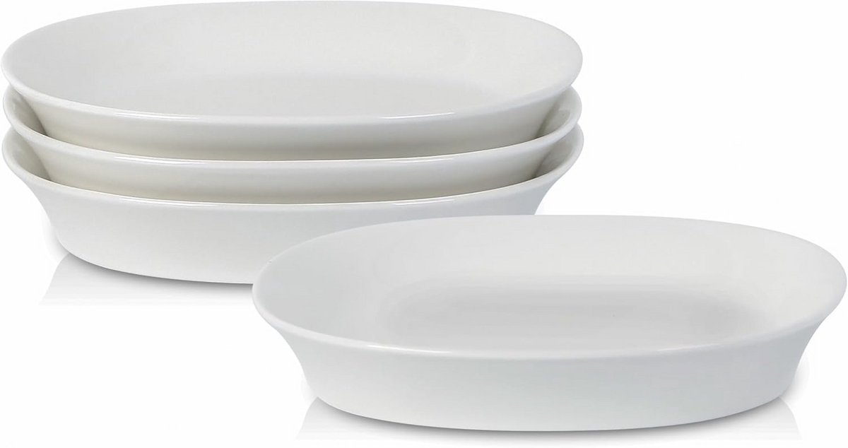 4-delige pastakom set - Wit porselein voor elegante maaltijden