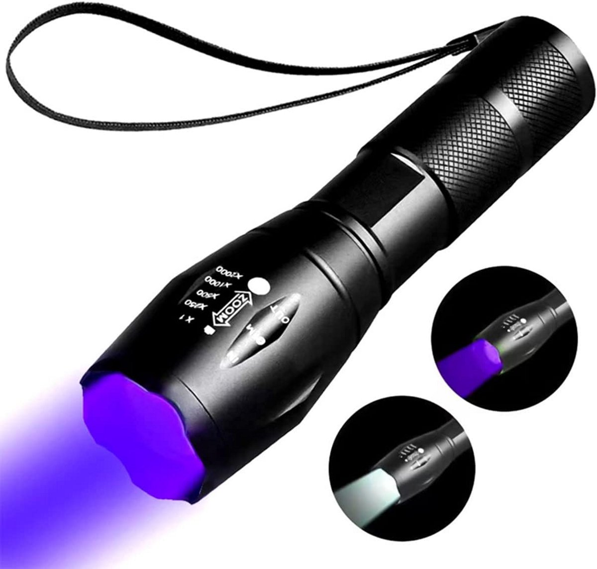 Oplaadbare UV Zaklamp Zwart Licht - 2-in-1 LED Zaklamp met Wit Licht