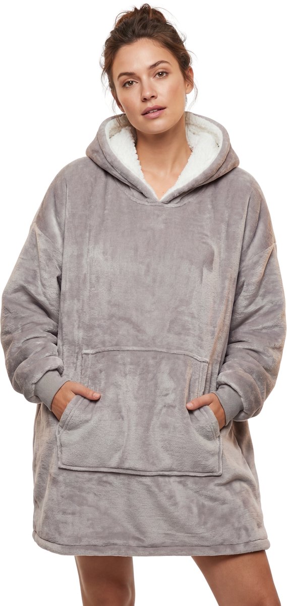 JAXY Hoodie Deken - Snuggle Hoodie - Fleece Deken Met Mouwen - Hoodie Blanket - Grijs — cadeau in Wonen & Interieur - foto 2