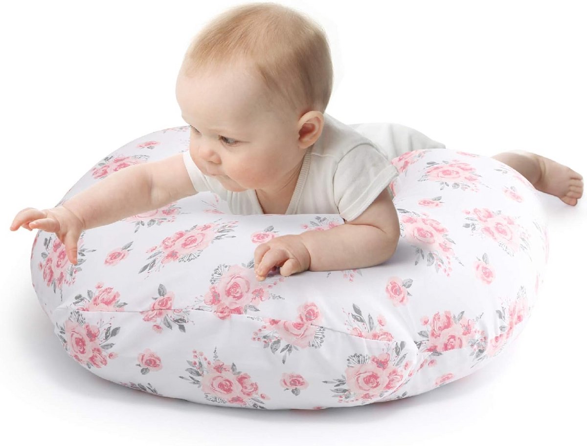 Roze Bloemen Voedingskussen voor Baby Meisjes | Comfortabel Kussen voor Borstvoeding