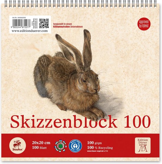 Edition Dürer gekorreld tekenblok A3 18 vellen 100 g/m², 2 stuks, kleurplaat voor kinderen en volwassenen