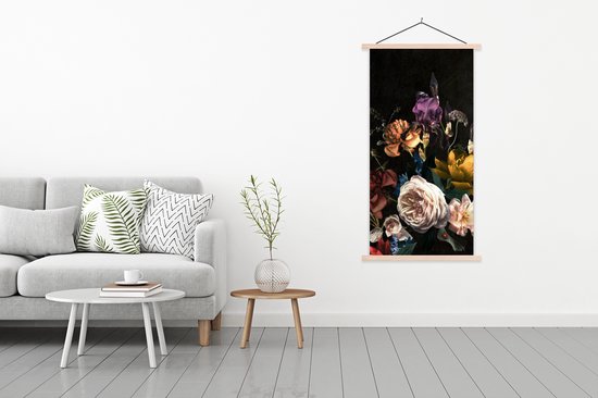 Porte-affiche avec affiche - Affiche scolaire - Bloem - Roses - Motifs - 90x180 cm - Lattes vierges
