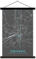 Porte-affiche avec affiche - Affiche scolaire - Allemagne - Blauw - Zwickau - Plan de la ville - Carte - Plan d'étage - 60x90 cm - Lattes noires