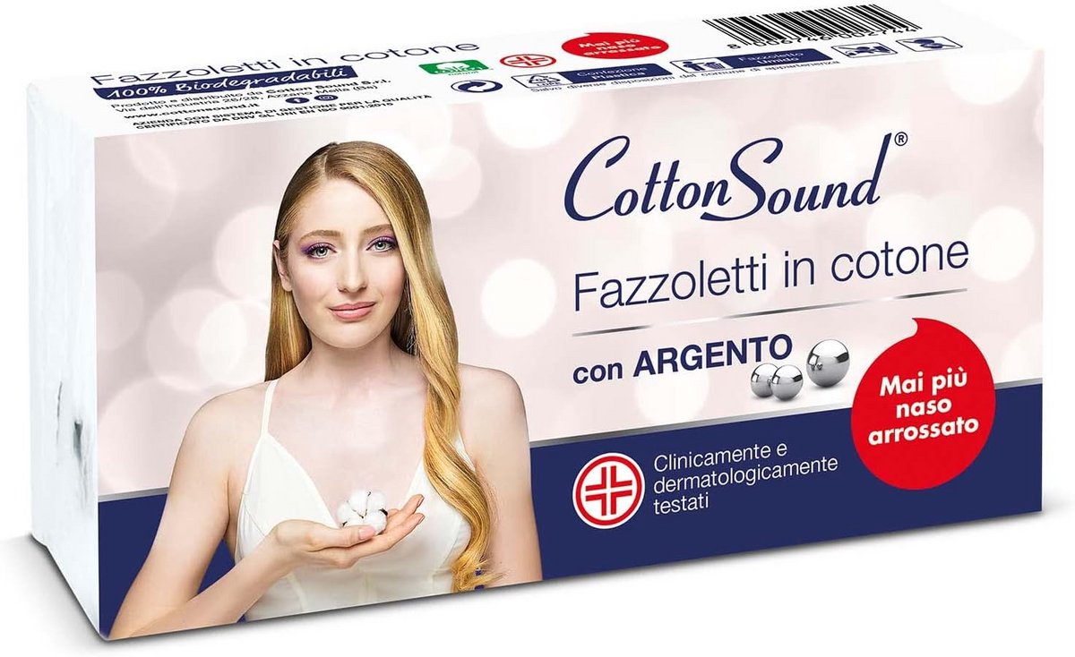 Zilveren katoenen zakdoeken - 6 stuks, antibacterieel, hypoallergeen, biologisch afbreekbaar