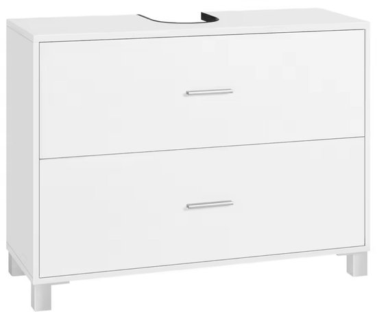 Armoire de salle de bain J&R - Armoire d'évier - Petit meuble de salle de bain - Armoire de lavabo - Meuble avec tiroirs - Meuble de salle de bain - 2 tiroirs - Large - Bois - Wit - 80x30x60cm