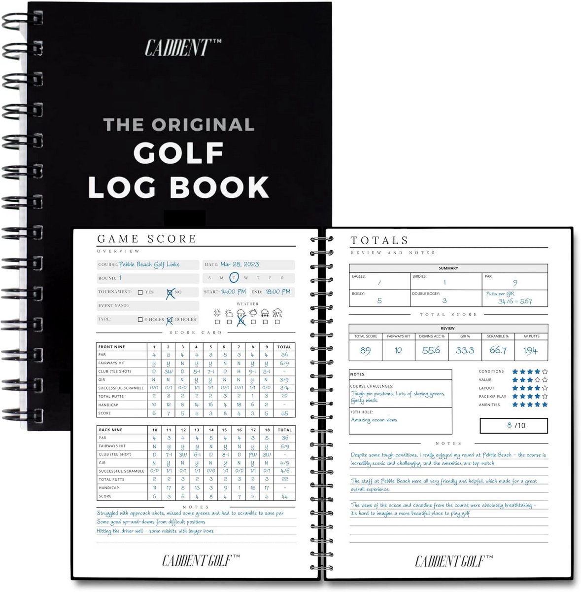 Draadgebonden Golfnotitieboekje met 150 Pagina's - Ideaal voor Oefenstatistieken en Ronde Logboeken