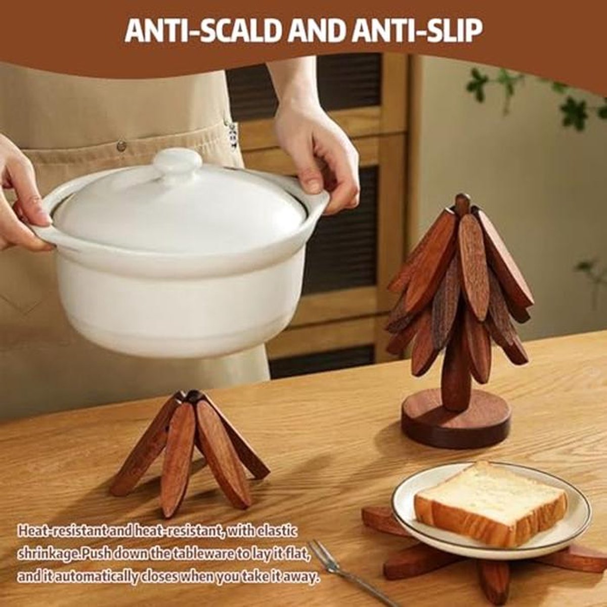 Creatieve Houten Onderzetters voor Kopjes en Pannen - Hittebestendig en Opvouwbaar