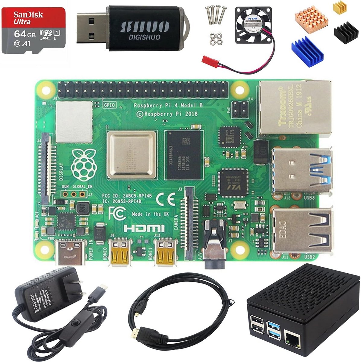 Single Board Computer met 2/4/8GB RAM, Behuizing, Ventilator en Accessoires